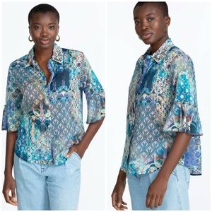 Johnny Was Klodi Ruffle Sleeve Blouse NWT [2231]